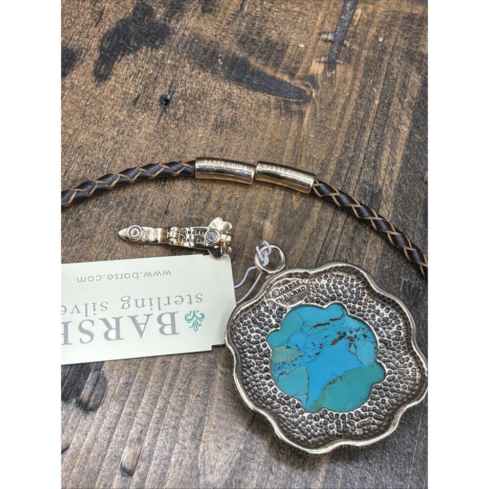 Barse Fritillary Enhancer Necklace- Turquoise- Leather- Bronze- NWT - Picture 7 of 7